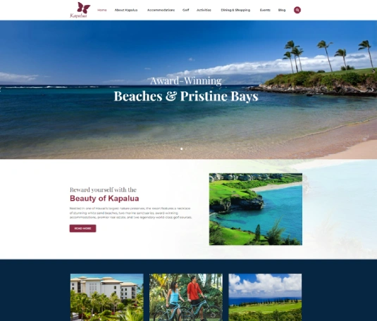 Kapalua website after redesign by Webmaster Services Hawaii