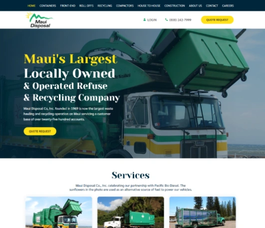 Maui Disposal website after redesign by Webmaster Services Hawaii