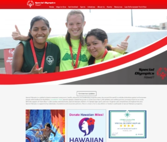 Special Olympics Hawaii website before redesign