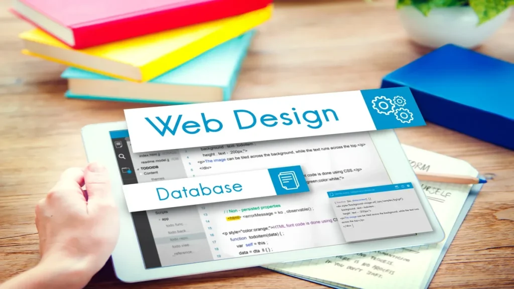 Web design and database coding concept on digital tablet