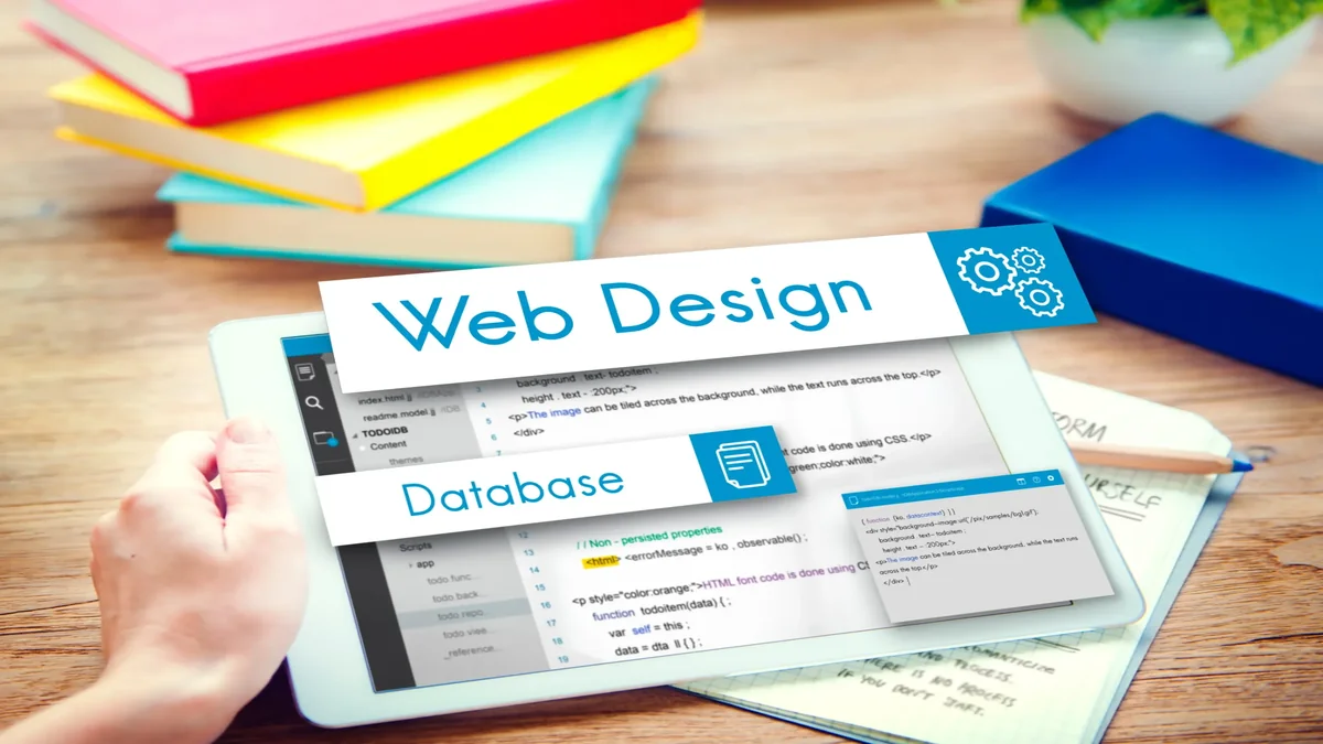 Web design and database coding concept on digital tablet