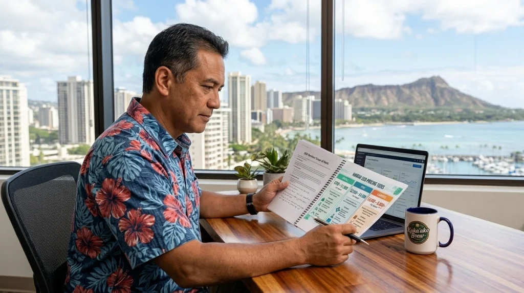 hawaii business owner reviewing seo services scope honolulu